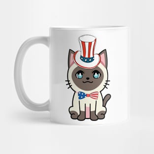 Funny siamese cat is ready for independence day Mug